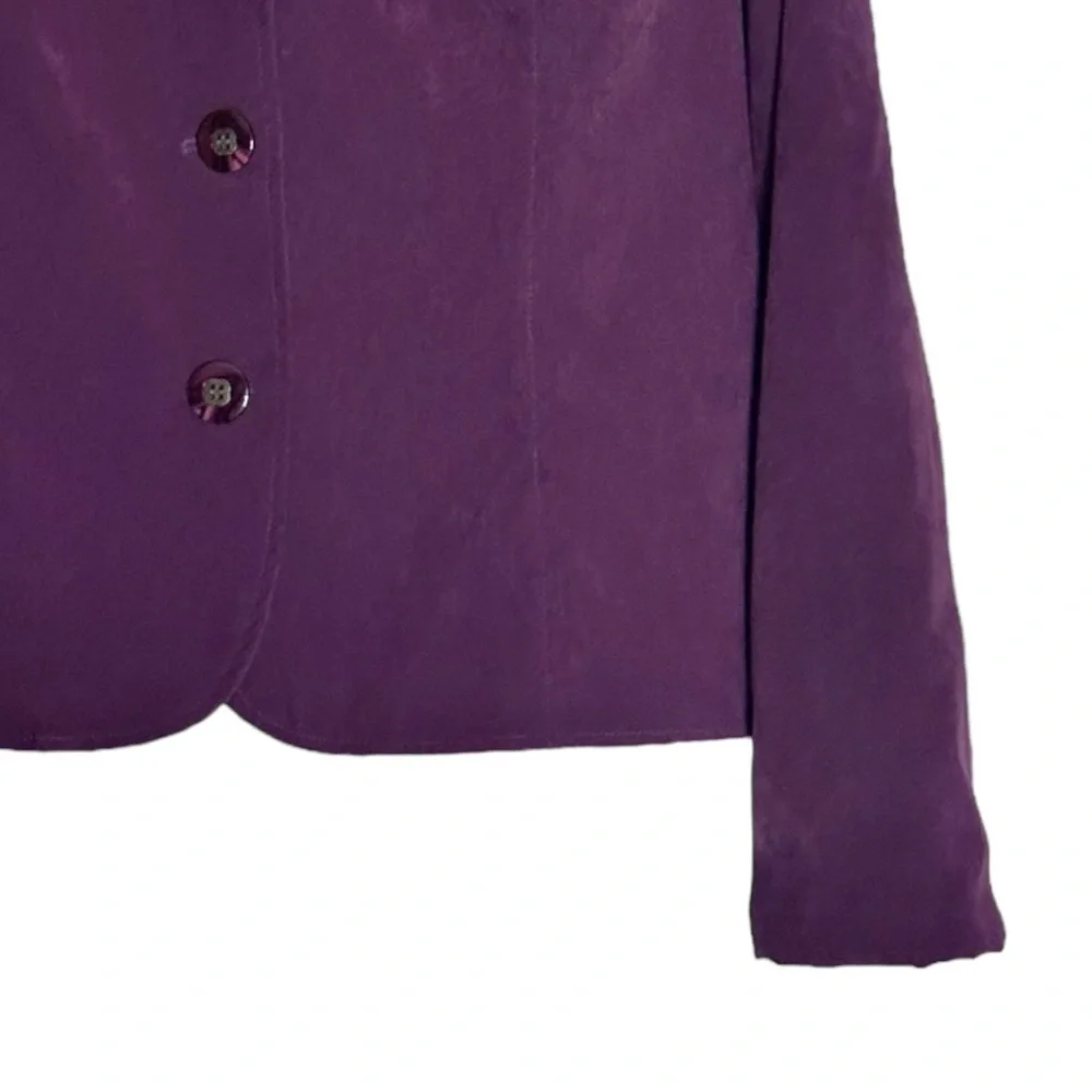 Vintage Nouveaux Plum Faux Suede Oversized Blazer Jacket XL Purple 3 Button Y2K